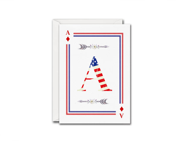 American Flag Letter A Diamond Monogram Note Cards