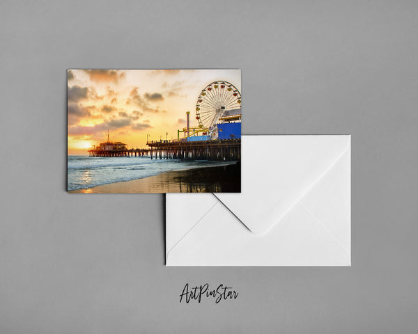 Santa Monica Pier Sunset, California Landscape Custom Greeting Cards