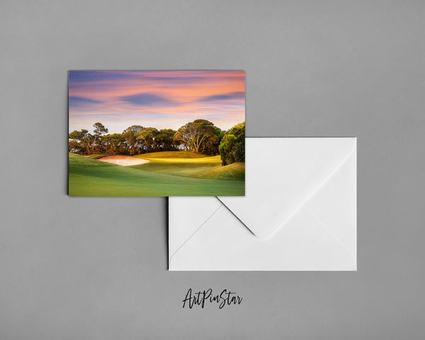 Sunset Golf Course Landscape Custom Greeting Cards