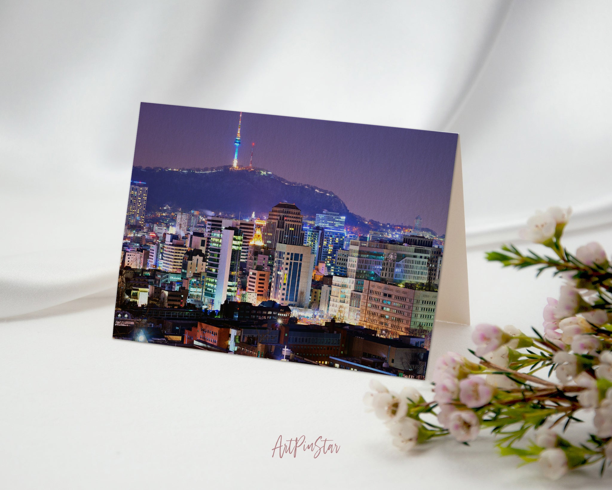 Nam Mountain Tower, Seoul, South Korea Landscape Custom Greeting Cards