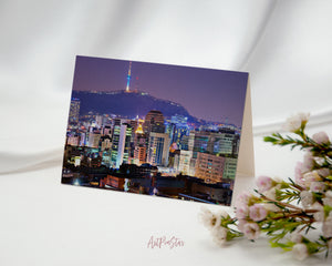 Nam Mountain Tower, Seoul, South Korea Landscape Custom Greeting Cards