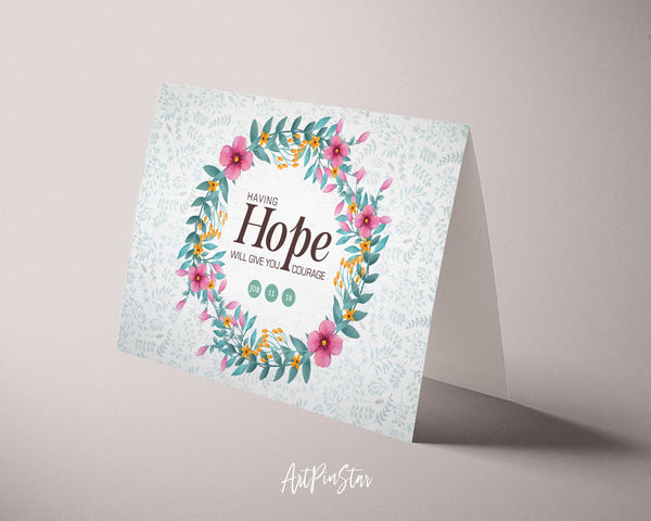 Having hope will give you courage Job 11:18 Bible Verse Customized Greeting Card