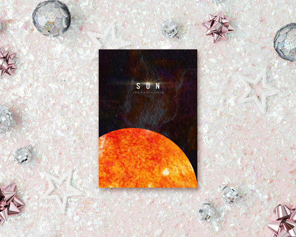 Sun Planet Orbiting Stars Solar System Customizable Greeting Card