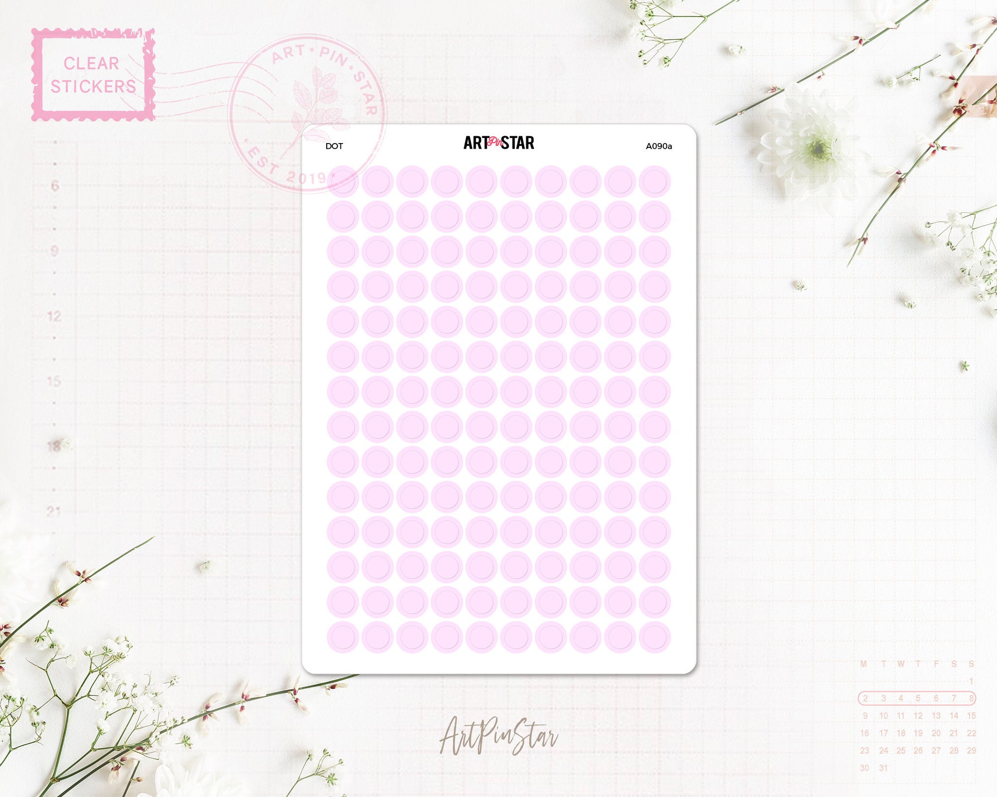 Dot Planner Sticker, Pink
