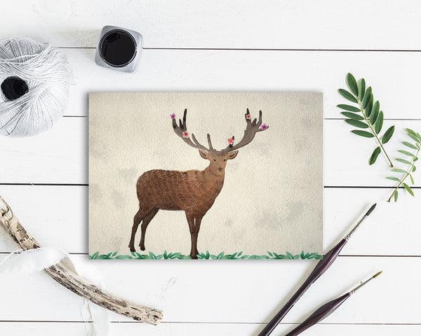 Deer Butterfly Animal Greeting Cards