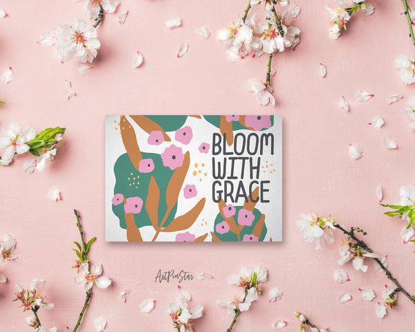 Bloom with grace Flower Quote Customized Gift Cards