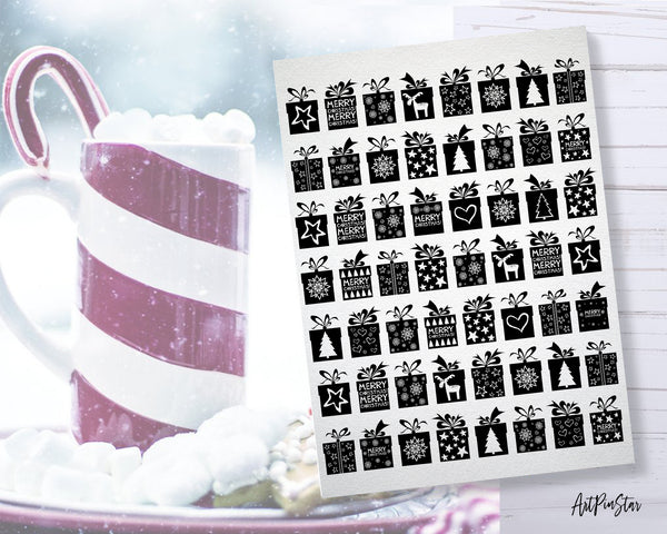 Christmas Gift Box B&W Personalized Holiday Greeting Card Gifts