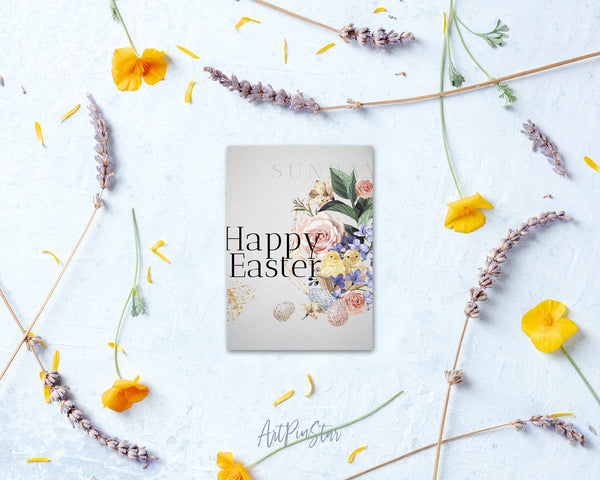 Easter Watercolor Bunny Flower Customized Greeting Card