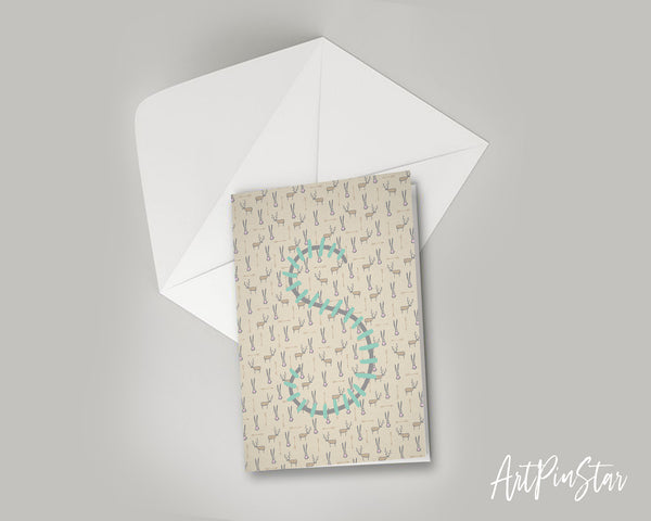 Alphabet Forest Letter S Animal Monogram Note Cards