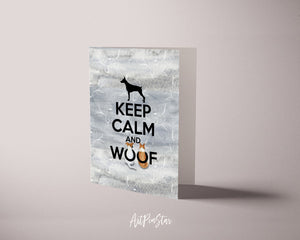 Keep calm and woof Motivational Quote Customized Greeting Cards