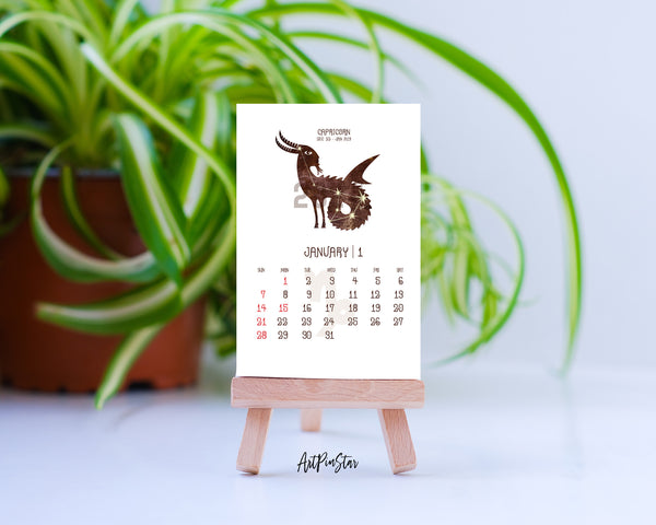 2024 Desk Calendar Astrology Textured Customizable Wooden Mini Easel Stand Art Display Holder