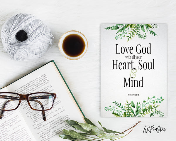 Love God with All Your Heart, Soul & Mind Matthew 22:37 Bible Verse Customized Greeting Card