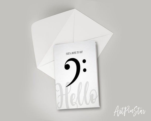 Just a note to say Hello Bass Clef Bass Clef Music Gift Ideas Customizable Greeting Card