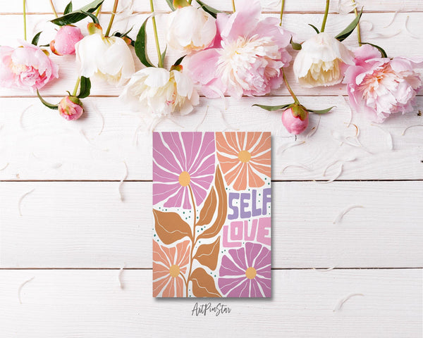 Self Love Flower Quote Customized Gift Cards