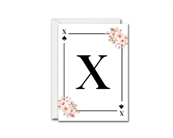 Boho Floral Bouquet Initial Flower Letter X Spade Monogram Note Cards
