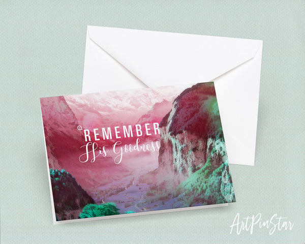 Remember His Goodness Bible Verse Customized Greeting Card