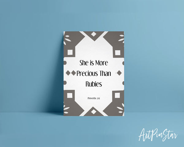 She is more precious than rubies Proverbs 3:5 Bible Verse Customized Greeting Card