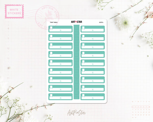 Time Table Planner Sticker, Torquoise