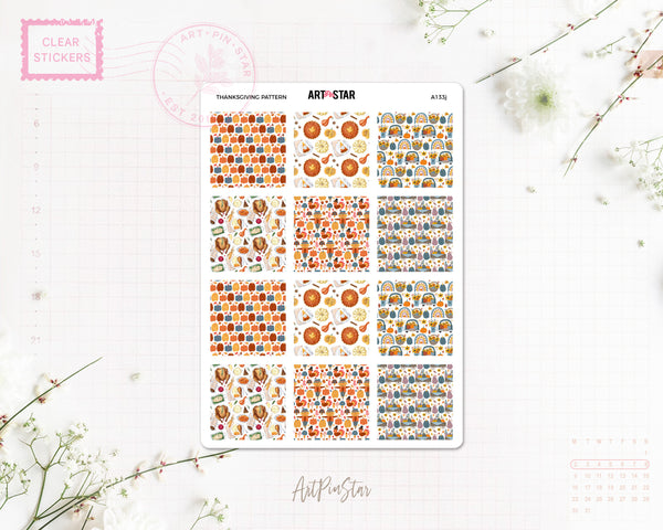 Thanksgiving Mini Fullbox Pattern Planner Sticker, A6