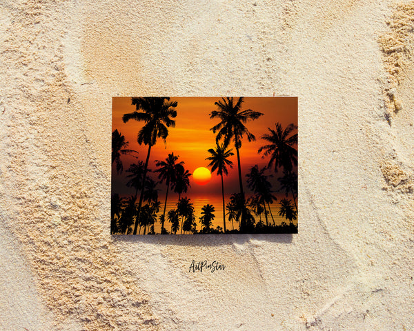 Palm Trees Silhouettes at Sunset, California Landscape Custom Greeting Cards