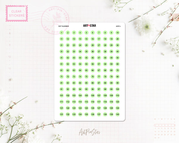 Dot Number Planner Sticker, Green 1