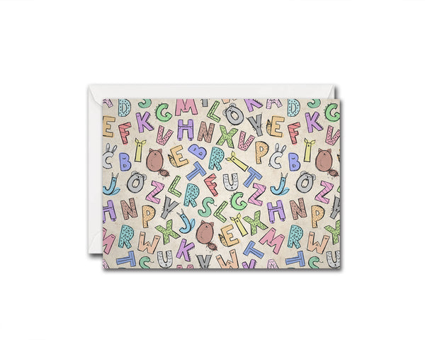 Alphabet Animal Letter Pattern A-Z Color Monogram Note Cards