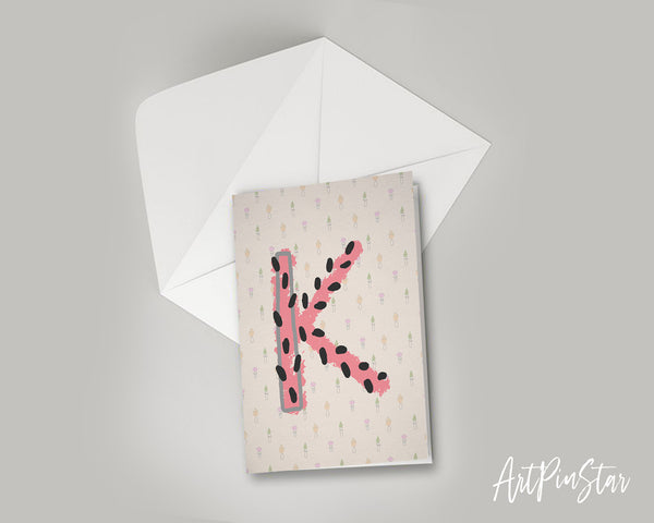 Alphabet Forest Letter K Animal Monogram Note Cards