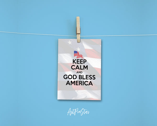 Keep calm and God bless America Motivational Quote Customized Greeting Cards