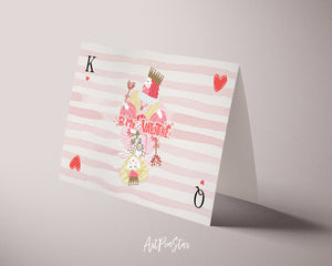 Valentine's Day Love King Queen Flowers Customized Greeting Card