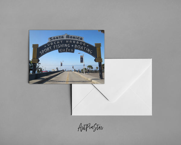 Entrance Sign Santa Monica Pier, California Landscape Custom Greeting Cards