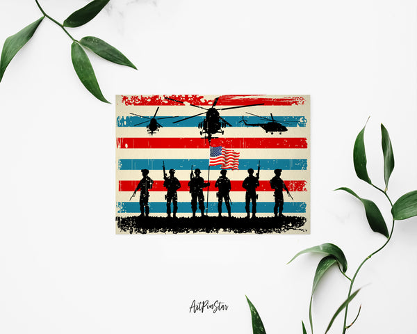 American Soldier Flag Custom Holiday Greeting Cards
