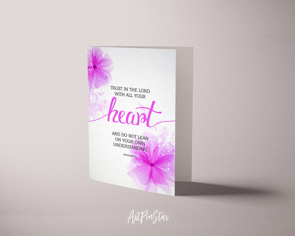 Trust in the Lord with all your Heart Proverbs 3:5 Bible Verse Customized Greeting Card