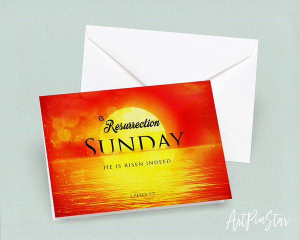 Resurrection Sunday He is risen indeed 1 Peter 1:3 Bible Verse Customized Greeting Card