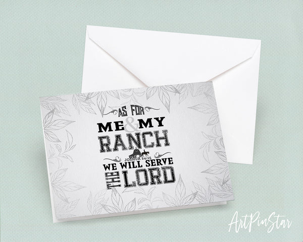 As for me & my ranch, we will serve the Lord Bible Verse Customized Greeting Card