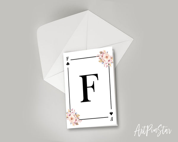 Boho Floral Bouquet Initial Flower Letter F Clover Monogram Note Cards