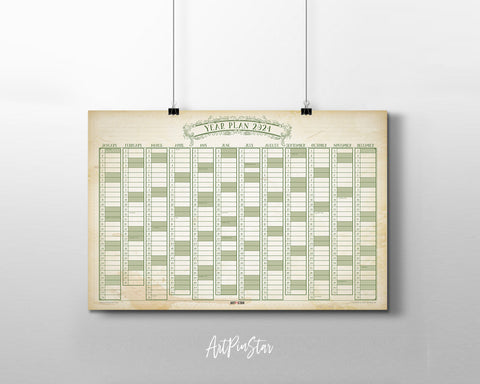 2024 Yearly Vintage Customizable Year Planner at a Glance Wall Calendar