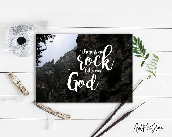 There is no rock like our God Bible Verse Customized Greeting Card