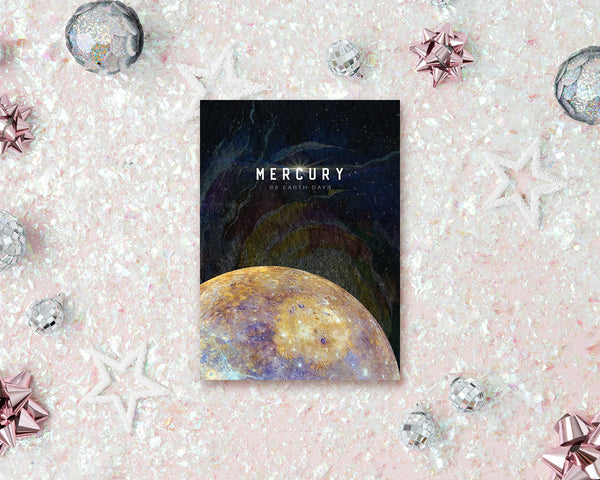 Mercury Planet Orbiting Stars Solar System Customizable Greeting Card