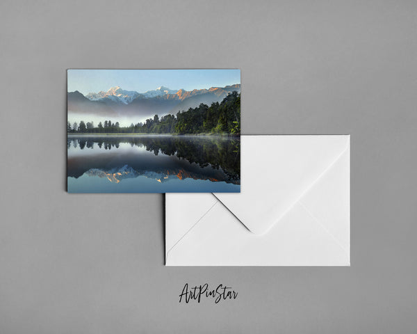 Reflection of Lake Matheson, New Zealand Landscape Custom Greeting Cards