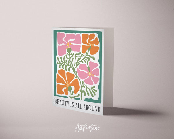 Beauty is all around Flower Quote Customized Gift Cards