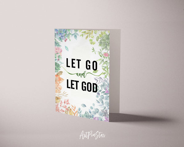 Let go and let God Bible Verse Customized Greeting Card