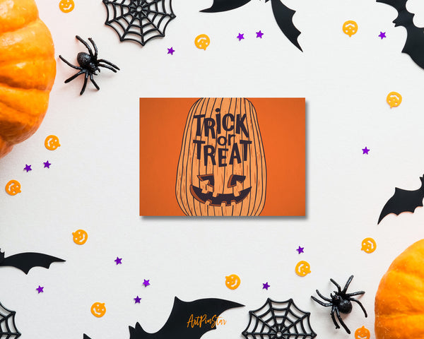 Trick or Treat Pumpkin, Orange Custom Holiday Greeting Cards