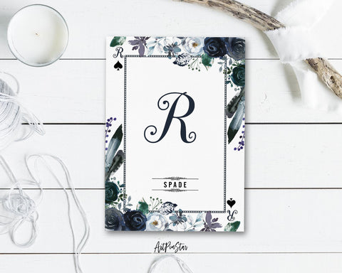 Watercolor Floral Flower Bouquet Initial Letter R Spade Monogram Note Cards