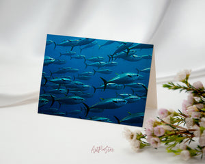 Group of Giant Tuna Landscape Custom Greeting Cards