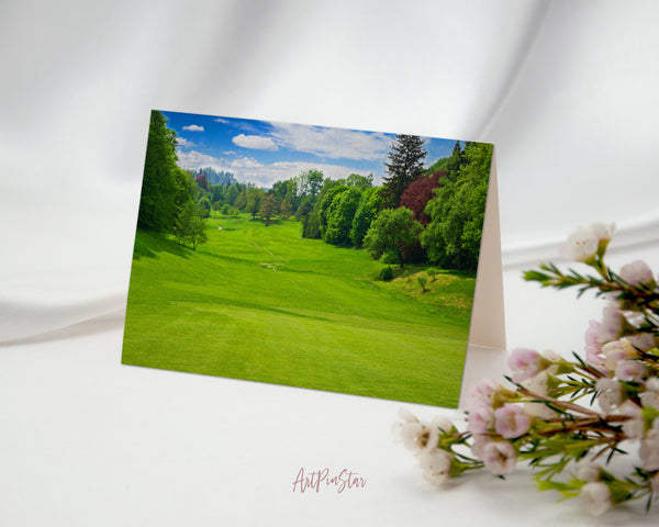 European Golf Course Landscape Custom Greeting Cards