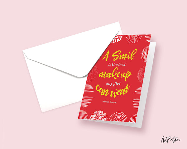 A smile is the best makeup any girl  can wear Marilyn Monroe Inspirational Customized Greeting Card