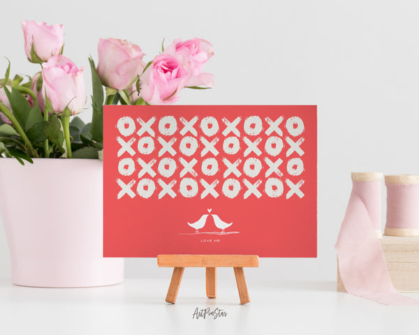 Valentine's Day XOXO and Coral Red Customized Greeting Card