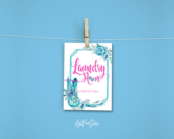 Laundry room loads of fun Sign Quote Customized Greeting Cards