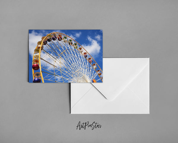 Lancashire Ferris Wheel, United Kingdom Landscape Custom Greeting Cards