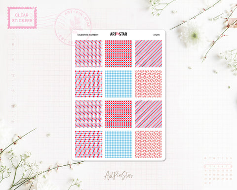 Valentine Pattern Mini Fullbox Planner Sticker, A6